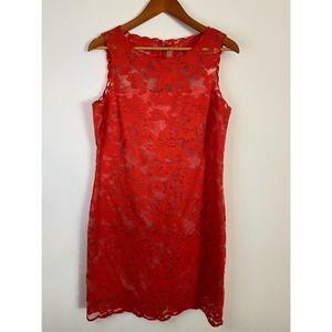 Gianni Bini Red Lace Sheath Dress Size 10